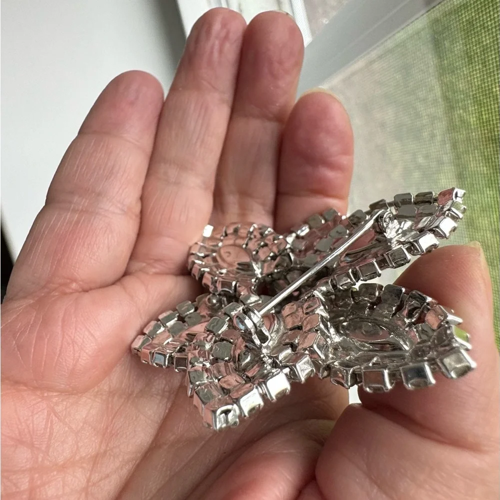 Vintage Sparkling Rhinestone Multilayered Starburst Brooch - Picture 3 of 7
